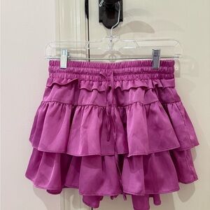 Purple Mini Bubble Skirt with Ruffled Tiers